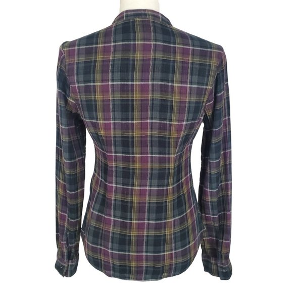 Converse Plaid Pleated Front Long Sleeve Button Down Shirt Women's Small - Picture 2 of 13